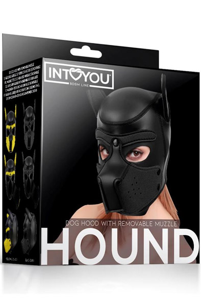 Dog Hood With Removable Muzzle Black M - BDSM maska 4