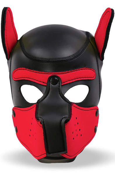 Dog Hood With Removable Muzzle Red/Black - BDSM maska 1