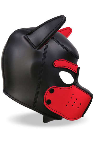 Dog Hood With Removable Muzzle Red/Black - BDSM maska 2