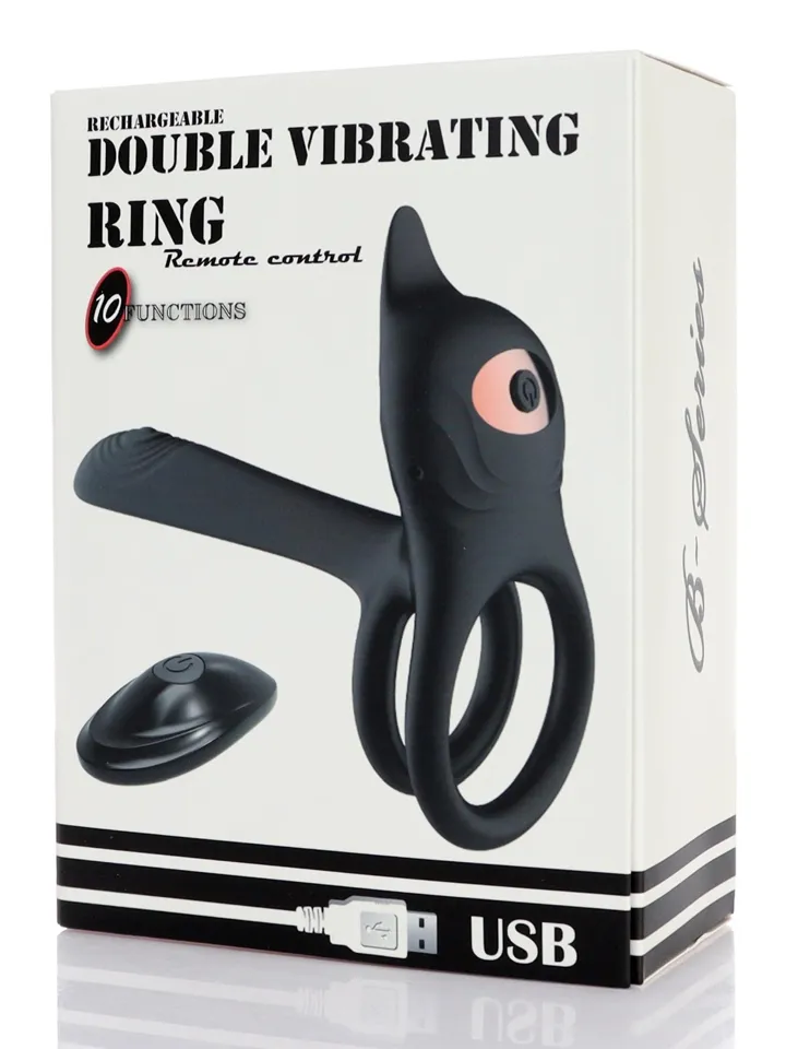 Double Vibrating 10 Functions Ring With Remote - Vibrējošs gaiļa gredzens 5 [full]