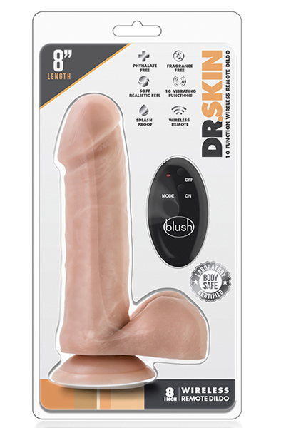 Dr. Skin 10 Function Wireless Remote Dildo 20cm - Bezvadu vibrācijas dildo 2