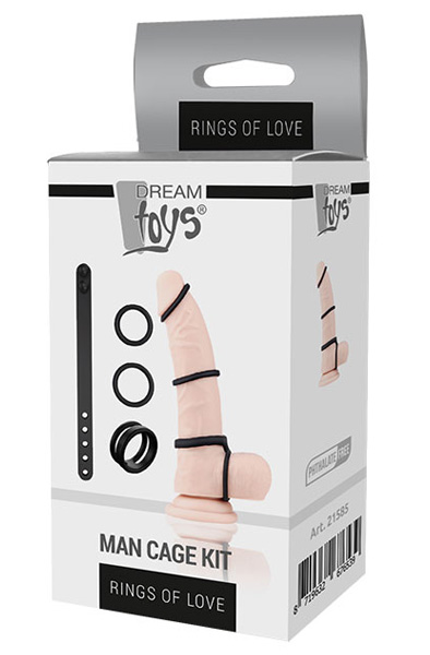 Dream Toys Rings Of Love Man Cage Kit Black - Gaiļa gredzenu komplekts 2