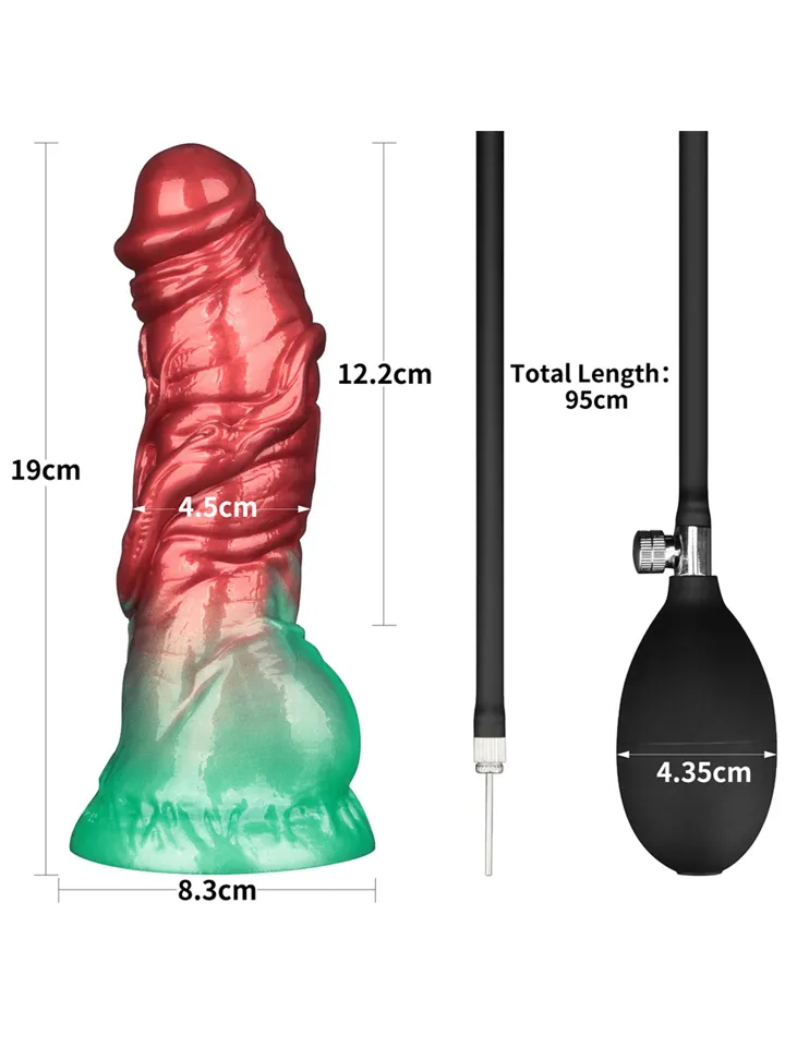 Dual Density Inflatable Dildo Red/Green 19 cm - Piepūšamais dildo 4 [full]