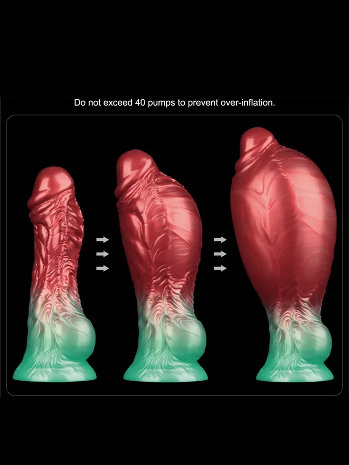Dual Density Inflatable Dildo Red/Green 21 cm - Piepūšamais dildo 2 [full]