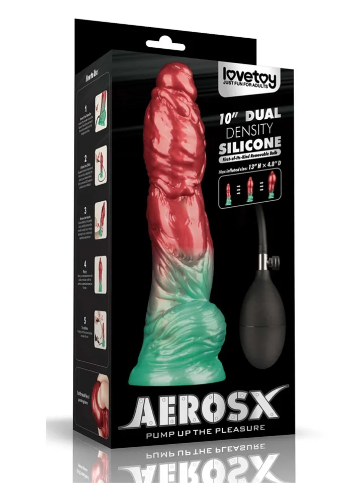 Dual Density Inflatable Dildo Red/Green 25 cm - Piepūšamais dildo 1 [full]