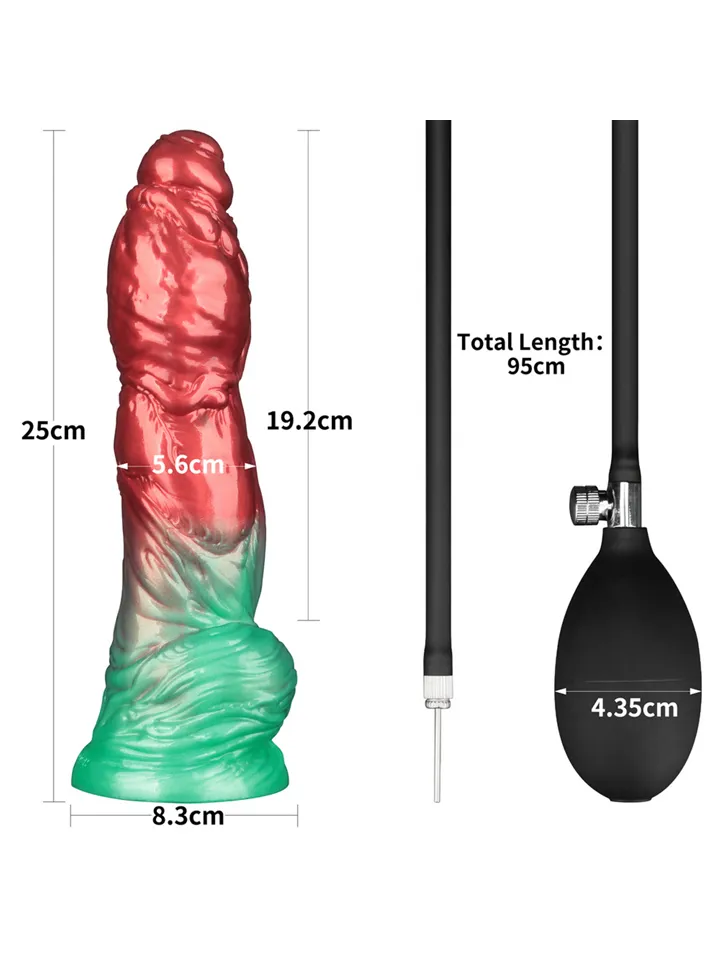 Dual Density Inflatable Dildo Red/Green 25 cm - Piepūšamais dildo 4 [full]