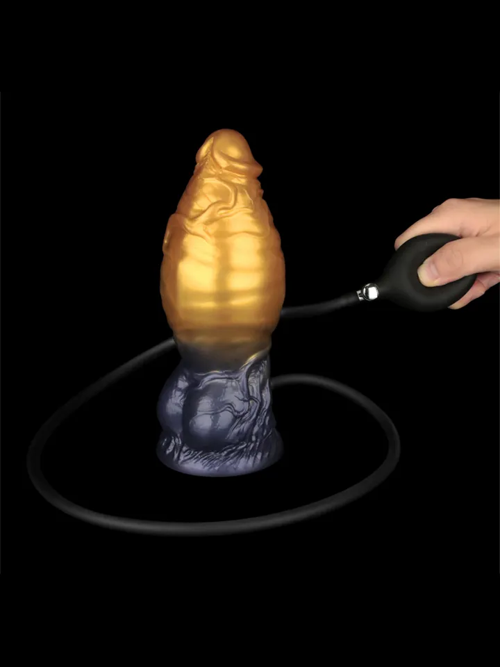 Dual Density Inflatable Dildo Yellow/Blue 19 cm - Piepūšamais dildo 4 [full]