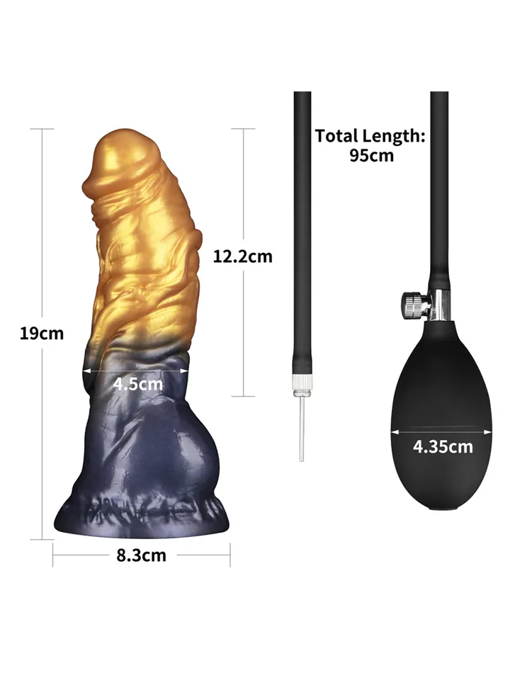 Dual Density Inflatable Dildo Yellow/Blue 19 cm - Piepūšamais dildo 5 [full]