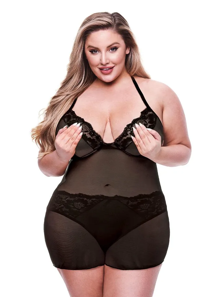 Eco Chemise & Panty Queen Set Black - Underklädesset 1 [full]