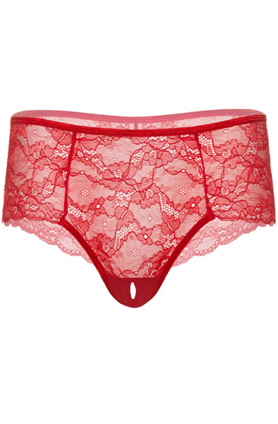 Ella Crotchless Cheeky Panty Red - Biksītes bez kājstarpēm 3