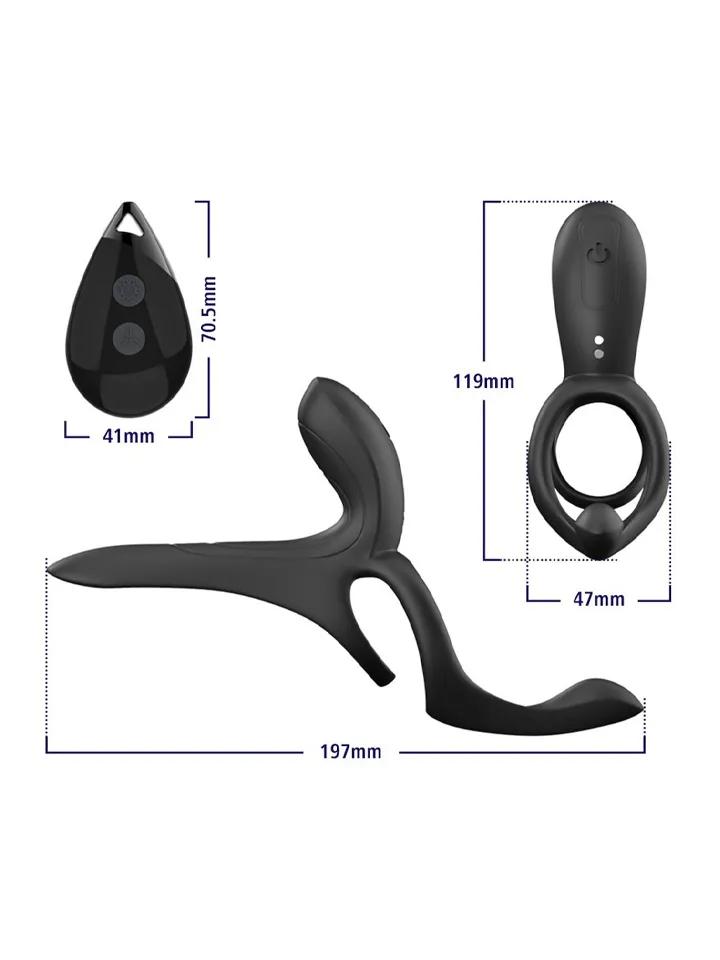 Erospace Vibrating Cock Ring With Clitoral Stimulation - Vibrējošs gaiļa gredzens 6 [full]