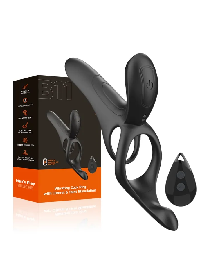 Erospace Vibrating Cock Ring With Clitoral Stimulation - Vibrējošs gaiļa gredzens 7 [full]