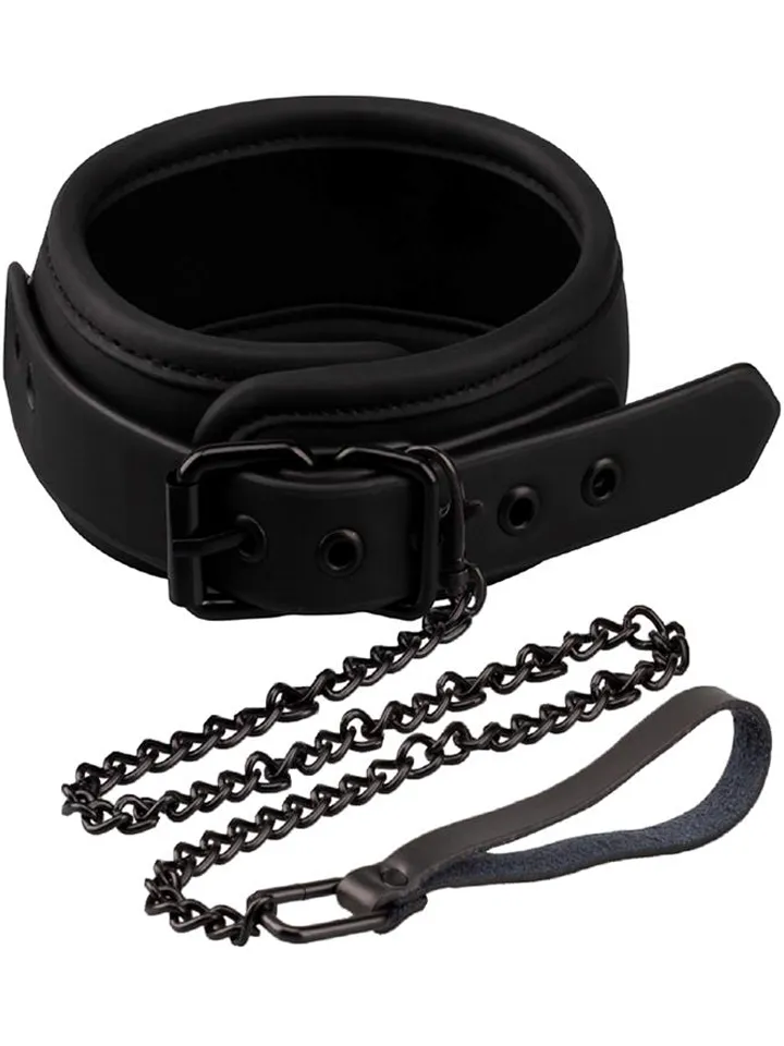 Fetish Black Shadow Collar With Leash - Verdzības apkakle & amp; Pāris 1