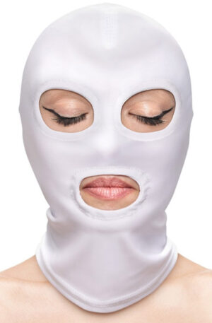 Fetish & Fashion Eyes & Mouth Hood White - BDSM maska 1