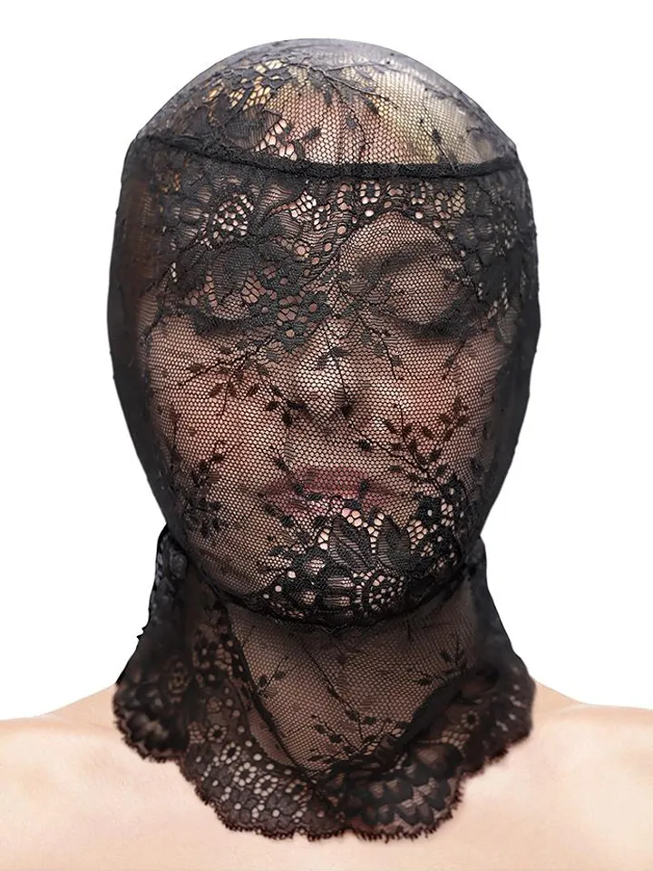 Fetish & Fashion Lace Hood Black - BDSM maska 1 [full]