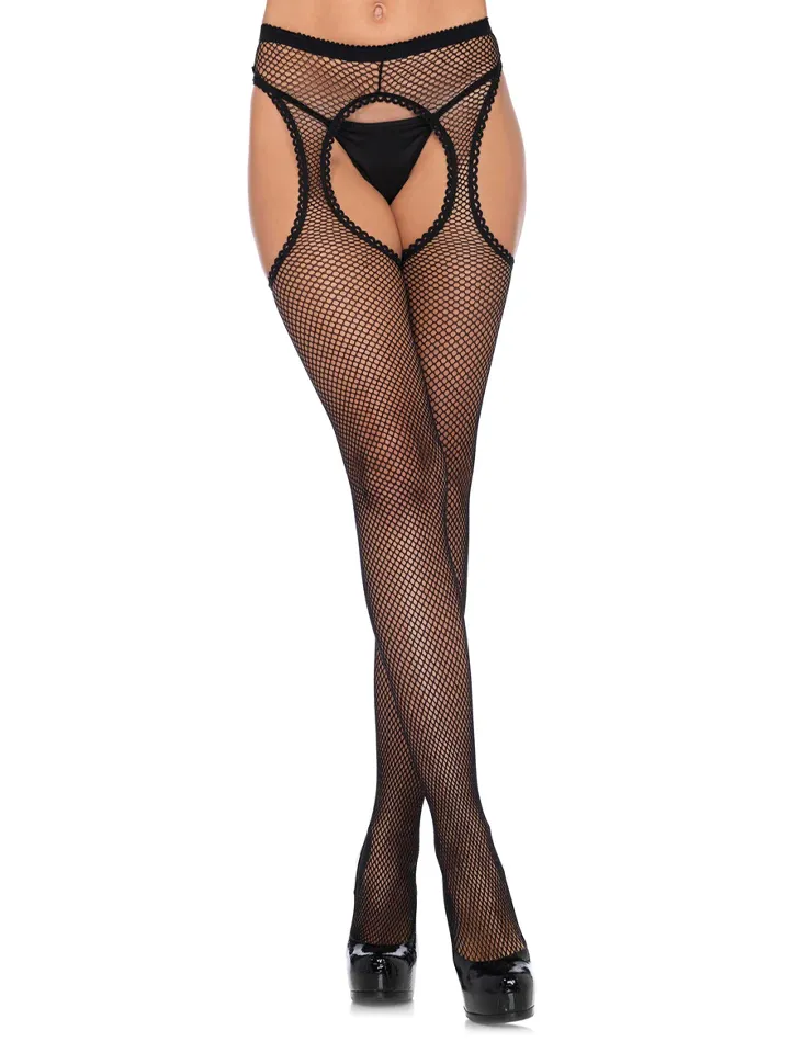 Fishnet Suspender Hose Black - Zeķes 1 [full]