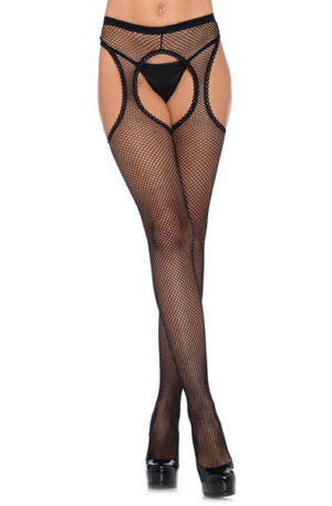 Fishnet Suspender Hose Black - Zeķes 1