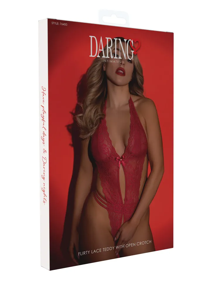 Flirty Lace Teddy With Open Crotch Red - Tedijs 3 [full]