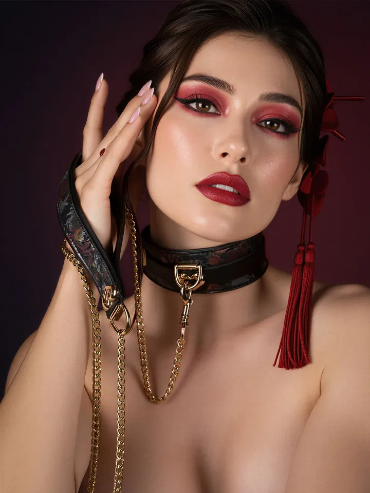Geisha Floral Jacquard Collar & Leash - Kaklasiksna un pavadas 1 [full]