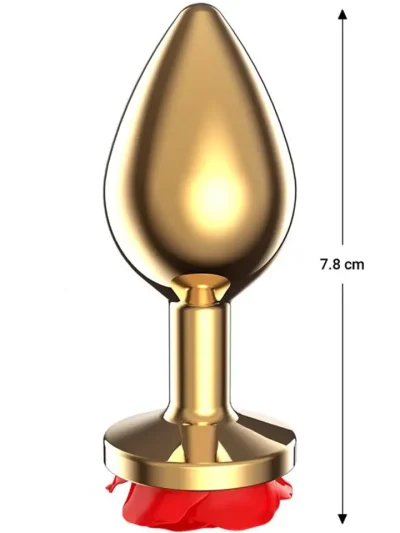 Golden Metal Anal Plug With Red Rose Small - Anālais spraudnis metāla 2