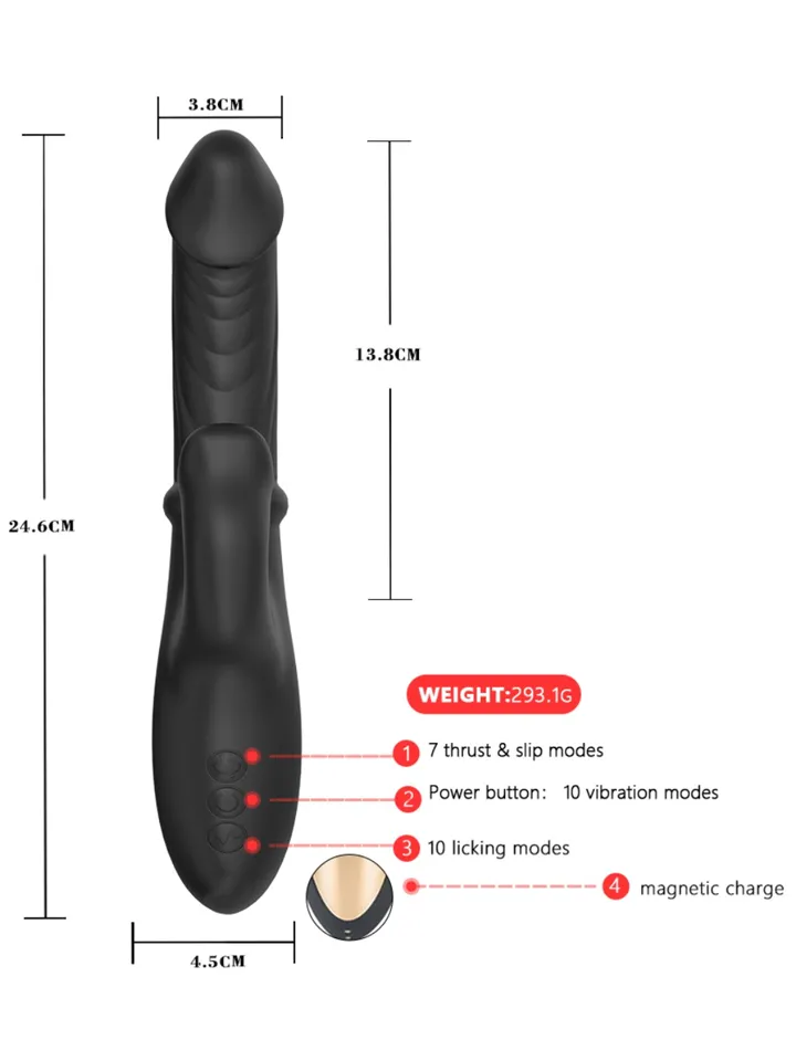 Grlpwr Envy Licking & Thrusting Vibrator - Trušu vibrators ar rotējošu mēli 3