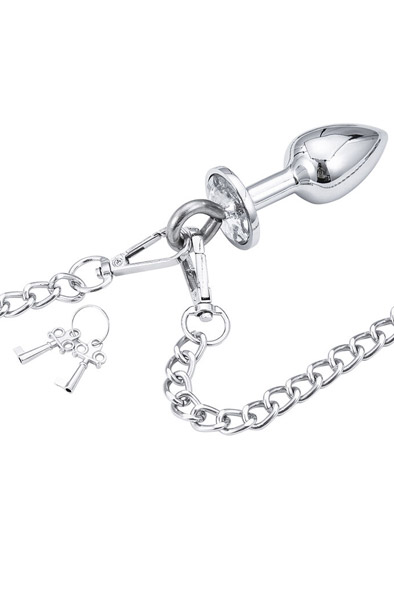 Hand Cuffs With Chain & Anal Plug - Metāla rokudzelži 2