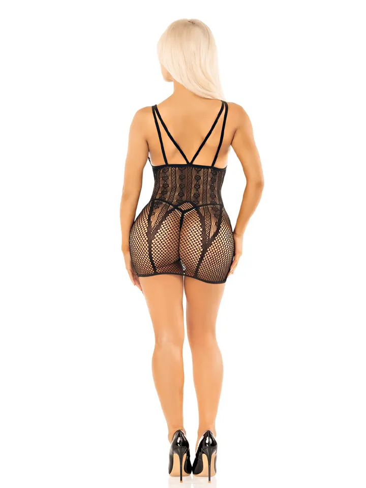 Heart Net Mini Dress Black - Kleitas un Svārki 3 [full]