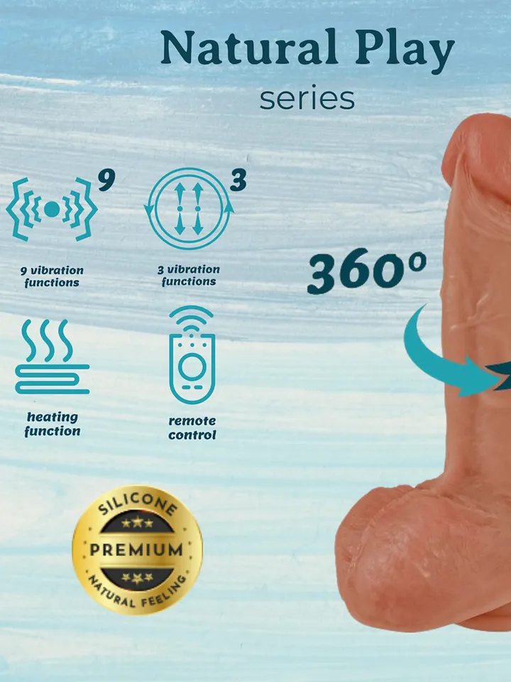 Heating, Thrusting & Rotating Silicone Dildo 22 cm - Vibrējošs dildo 2