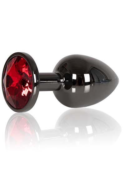 Heavy Butt Plug Gun Metal Red Stone 145g - Anālais spraudnis metāla 1