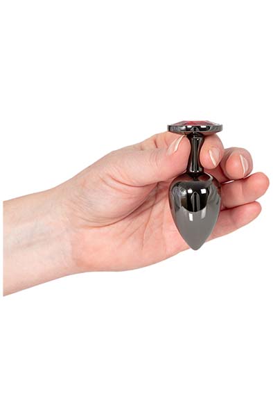 Heavy Butt Plug Gun Metal Red Stone 145g - Anālais spraudnis metāla 2
