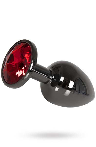 Heavy Butt Plug Gun Metal Red Stone 145g - Anālais spraudnis metāla 3