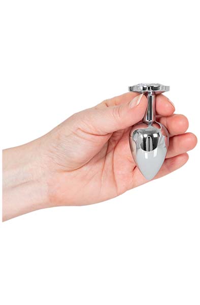Heavy Butt Plug Silver Clear Stone 145g - Anālais spraudnis metāla 2