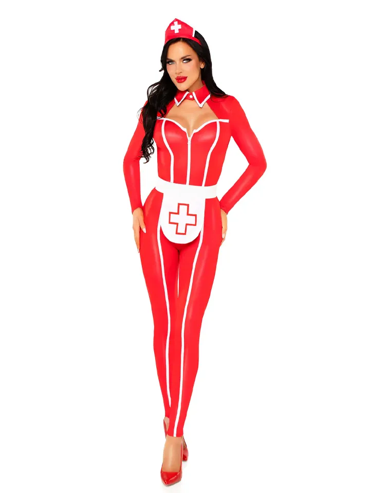 Hospital Heartbreaker Catsuit Red - Medmāsas kostīms 2 [full]