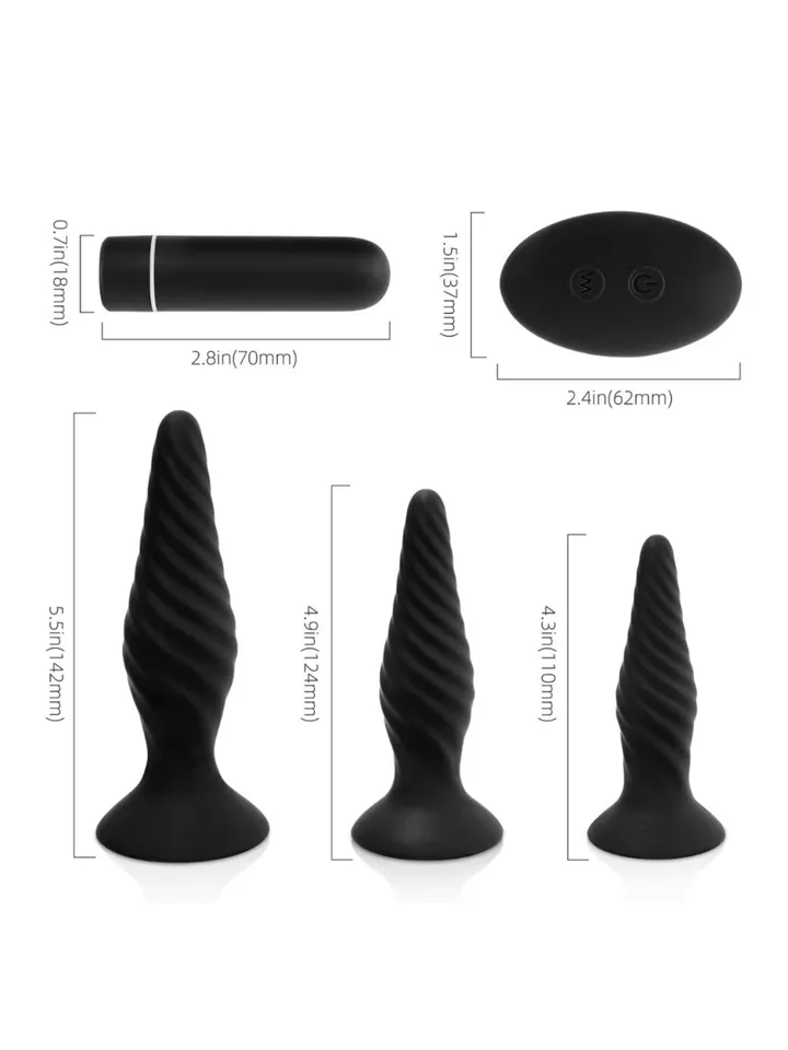 Idris Vibrating Anal Plug Set - Anālās rotaļlietas komplektā 3 [full]