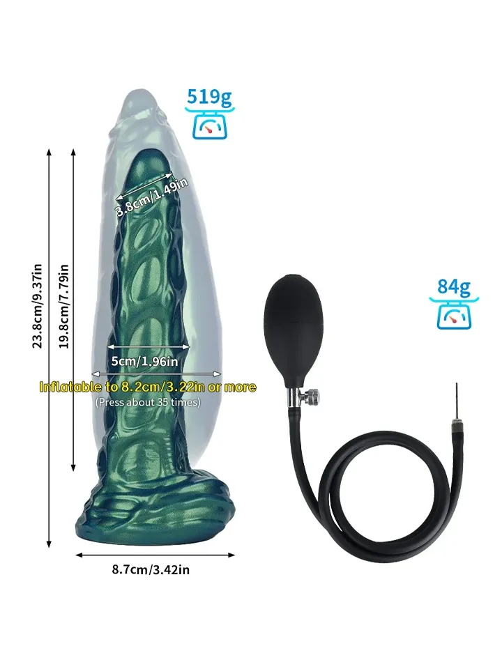 Inflatable Monster Dildo Green 24 cm - Piepūšamais dildo 2 [full]