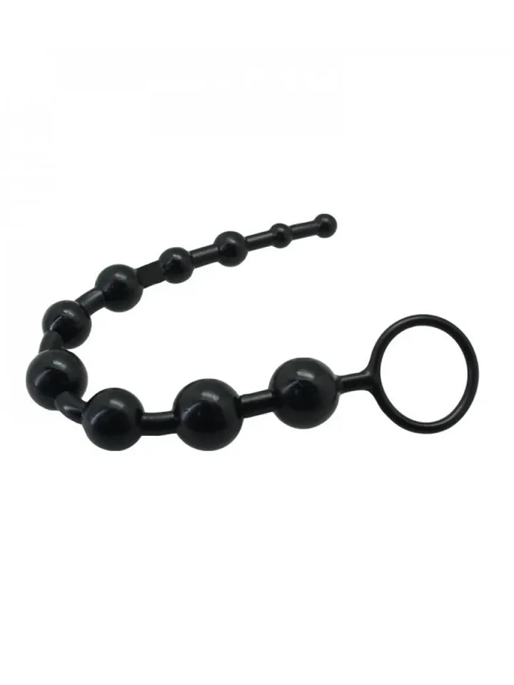 Jelly Long Anal Beads Black 31 cm - Anālās krelles 1 [full]