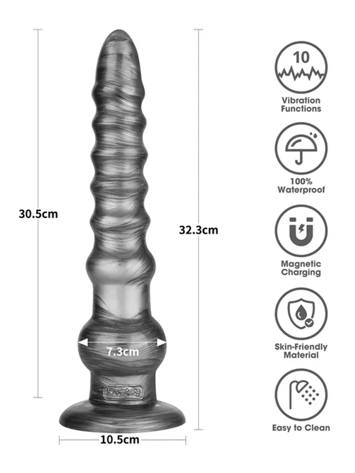 King Sized Vibrating Vibrax Slider 32,3 cm - Vibrējošs anālais dildo 3 [full]
