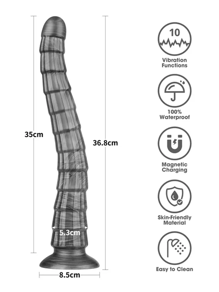 King Sized Vibrating Vibrax Slider 36,8 cm - Vibrējošs anālais dildo 2 [full]