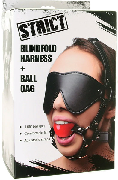 Kinky Adjustable Harness With Blindfold & Ball Gag - Gag ar zirglietām 4
