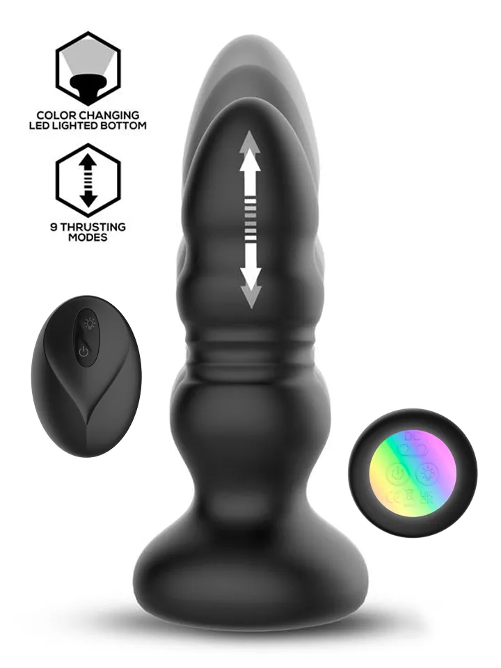 Krax Butt Plug With Vibration, Thrusting & Led Light - Vibrējošs anālais spraudnis 1 [full]
