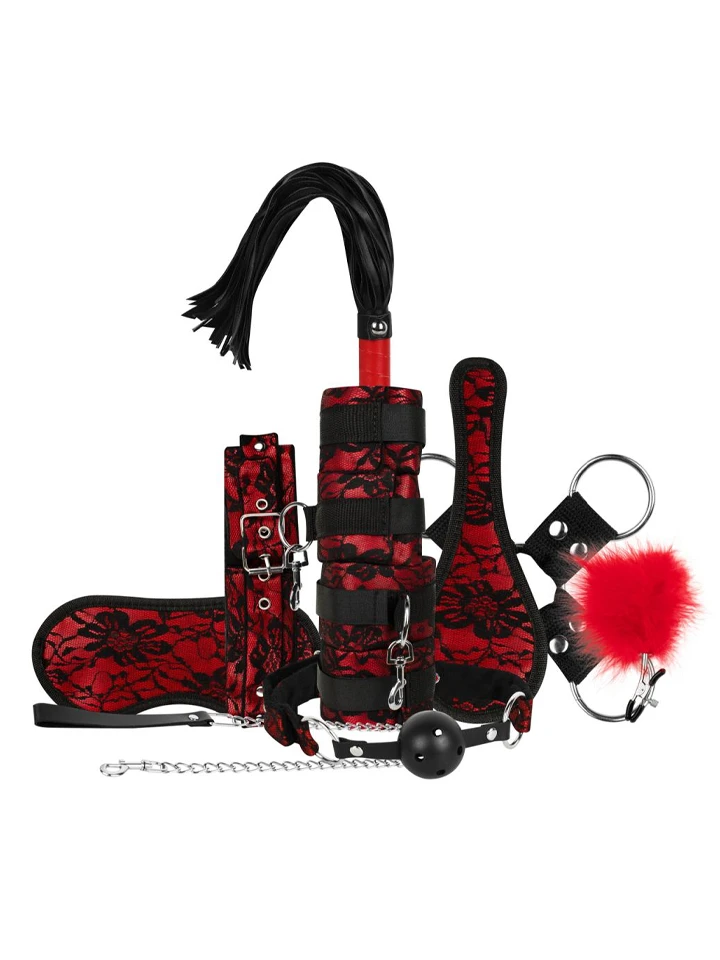 Lace & Leather Look 8-pcs Bondage Set - Verdzības komplekts 1 [full]