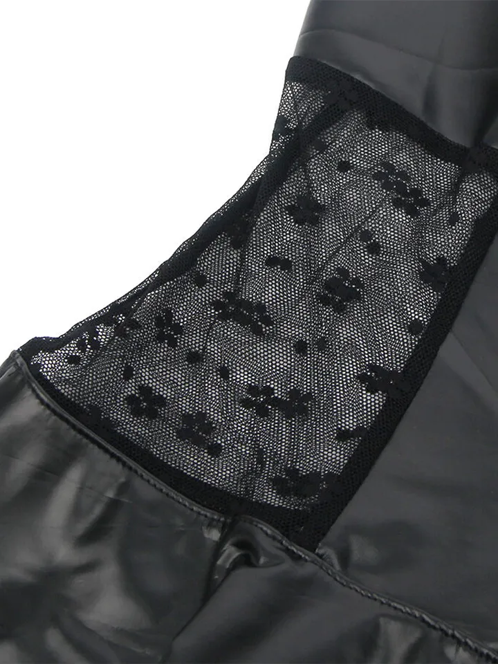 Lace Zipper Leather Dress Black - Seksīgas kleitas un klubu apģērbi 3 [full]