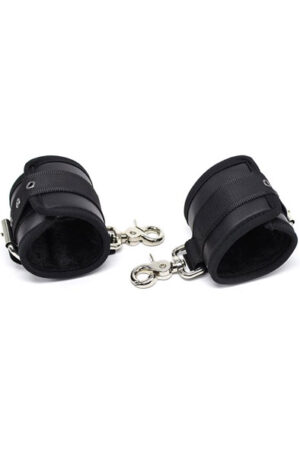 Leather Handcuffs With Big Hoops Black - Rokudzelži 1