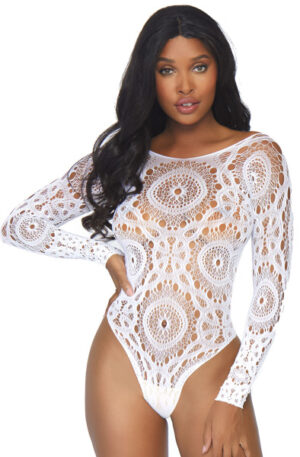 Leg Avenue Crochet Lace Snap Crotch Teddy - Tedijs 1