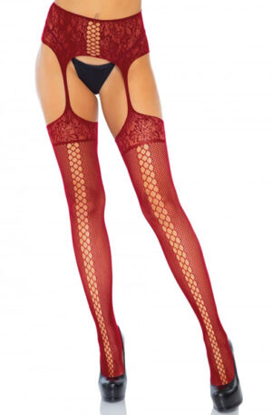 Leg Avenue Lace Up Garterbelt Stockings Red - Zeķes 1