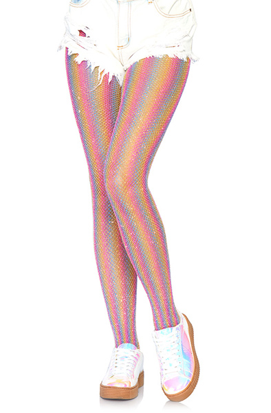 Leg Avenue Lurex Rainbow Fishnet Tights - Zeķes 1