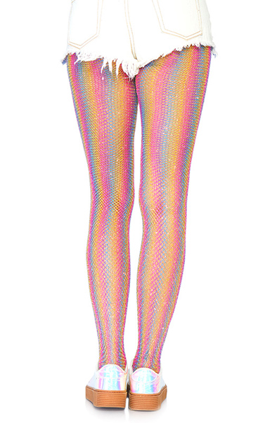 Leg Avenue Lurex Rainbow Fishnet Tights - Zeķes 2