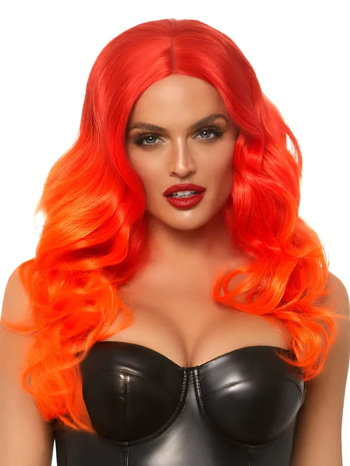 Leg Avenue Ombre Long Wavy Wig Orange - Parūka 1 [full]