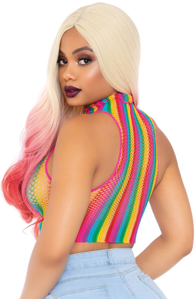Leg Avenue Rainbow Net Crop Top - Augša 2