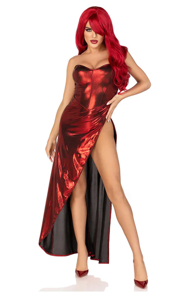 Leg Avenue Shimmer Bodysuit Red - Lomu spēle un maskarāde 3
